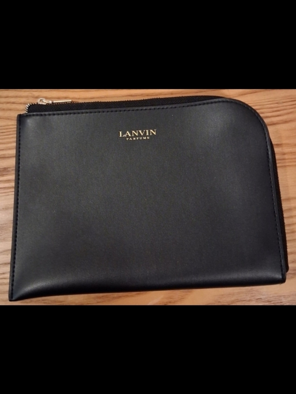 EUC Lanvin Turkish Airline Black & Brown Travel Cosmetic Makeup Beauty Pouch Bag